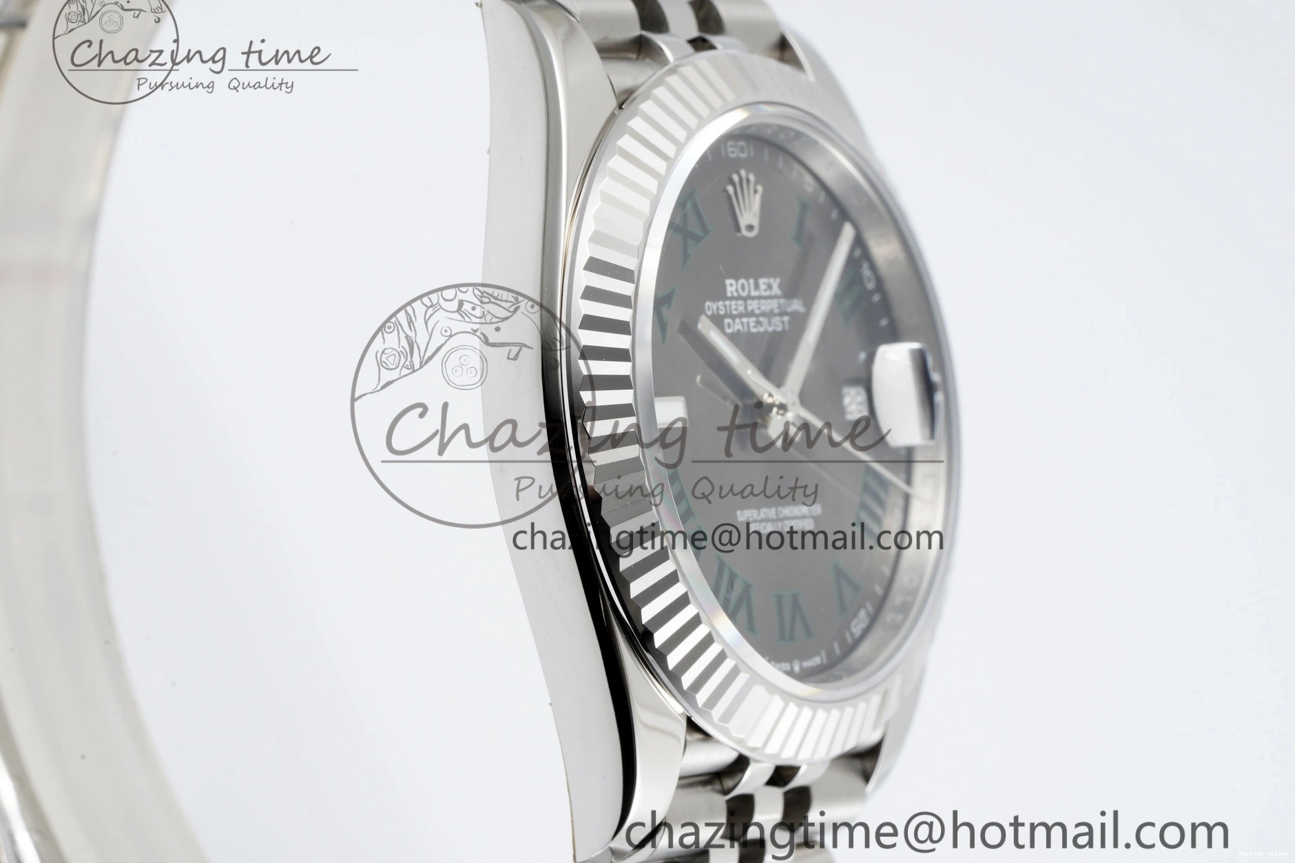 0410 DateJust 41 SS Fluted Bezel KING 1:1 Best Edition 904L Steel Gray Green Roman Dial on Jubilee Bracelet VR Contemporary 2204